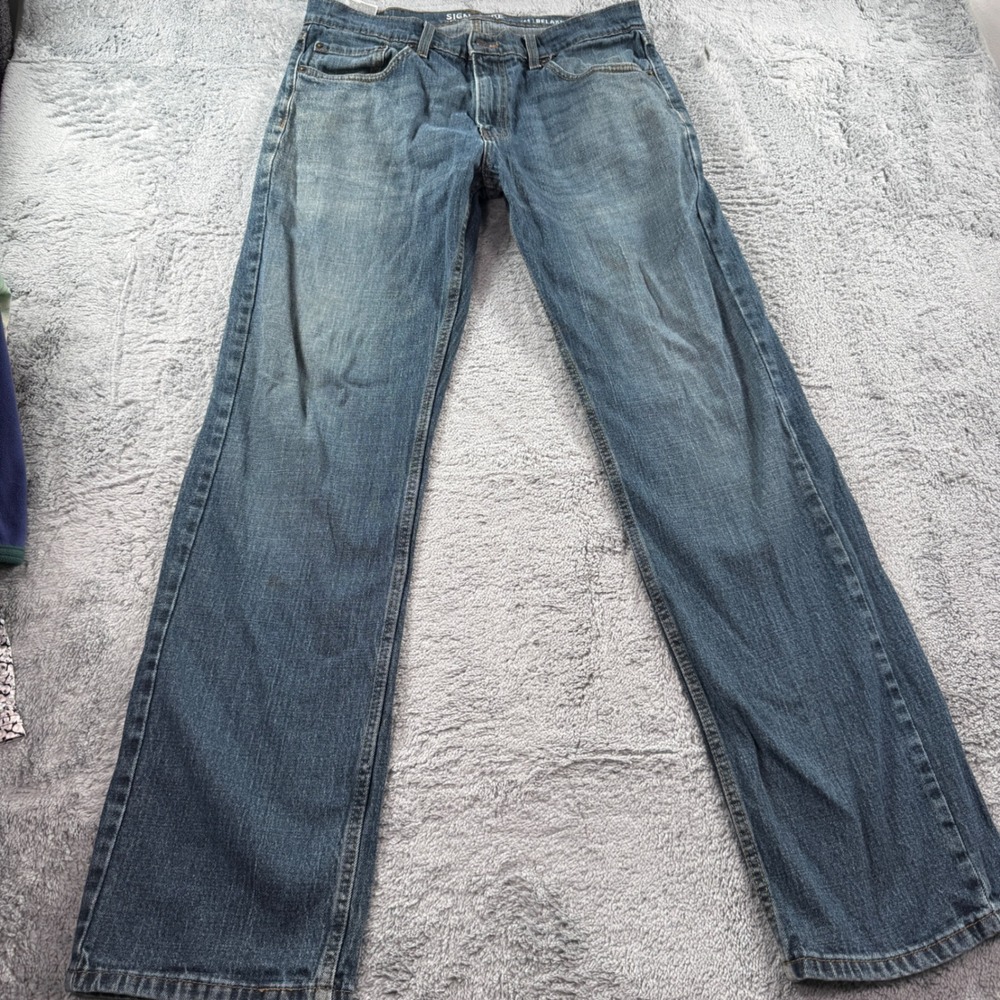 Signature by Levi Strauss & Co Mens S61 Relaxed Fit Blue Denim Jeans 33x32.5